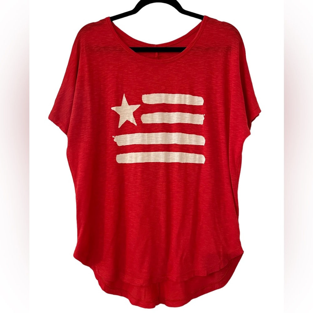 New Directions Red Flag Oversized Short Sleeve Studio T-Shirt